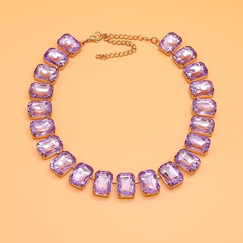 Colorful Gemstone Rhinestone Choker Necklace for Women