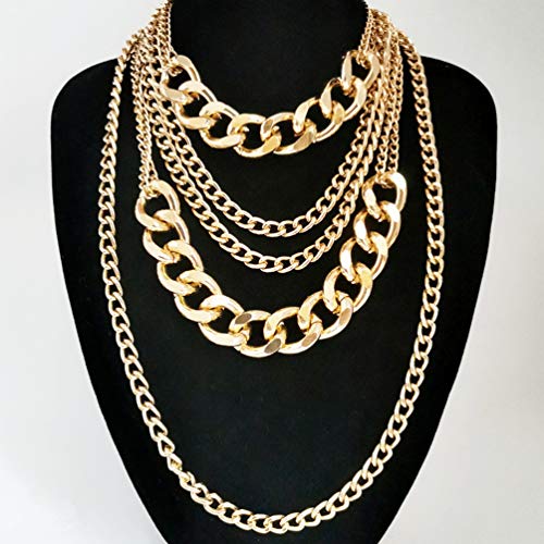 Chunky Punk Chain Multilayer Statement Collar Necklace
