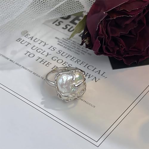 Baroque Pearl 925 Silver Fashion Statement Ring