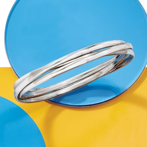 Italian Sterling Silver Rolling Bangle Bracelet, 7.5