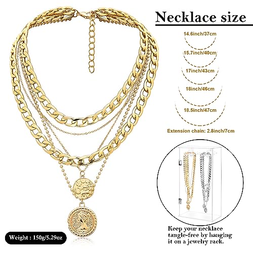 Gold Layered Coin Pendant Necklace for Women - Trendy, Dainty