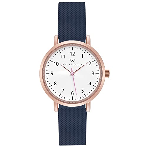 Rose Gold Olivia Mini Watch with Navy Blue Band