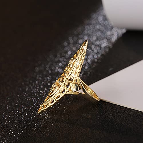 QOBEBOTA Size 9 18K Gold Plated Flower Statement Ring