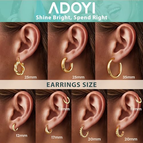 Adoyi Gold Hoop Earrings Set for Women with 9 Pairs