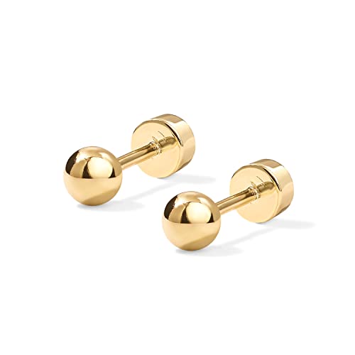 14K Gold Plated Sterling Silver Ball Stud Earrings