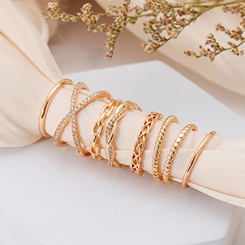 14K Gold Plated Stackable Knuckle Rings Set Women's Sizes