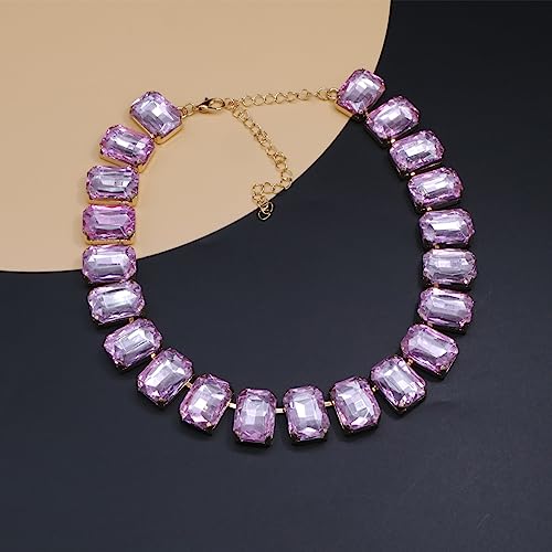 Colorful Gemstone Rhinestone Choker Necklace for Women