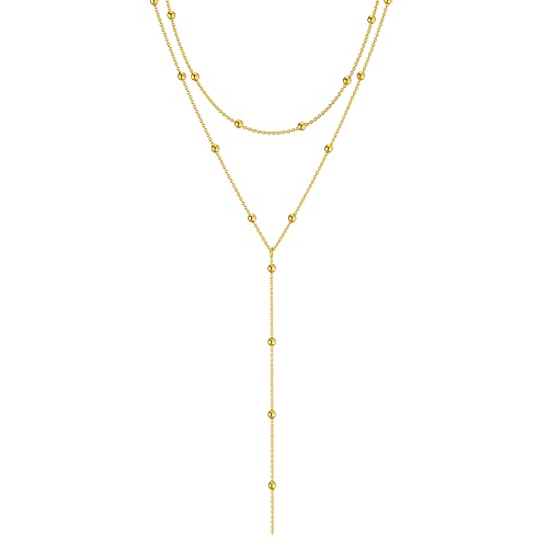 Gold Foxgirl Dainty Lariat Y Necklace - Trendy Beaded Pendant