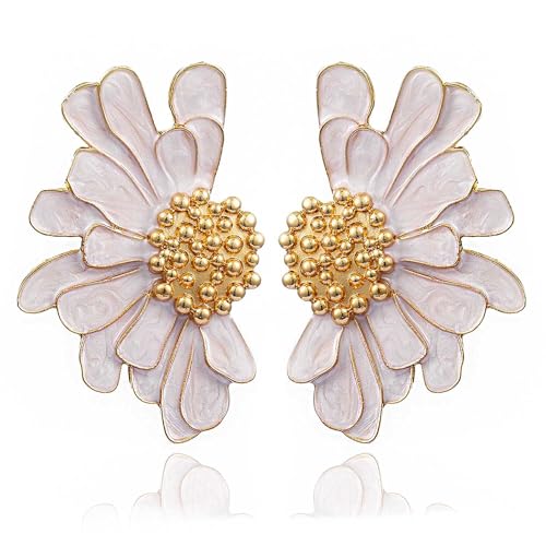 Vintage White Floral Enamel Daisy Stud Earrings Kit