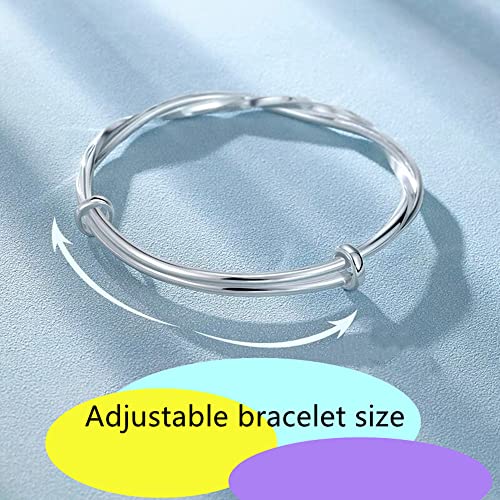 Adjustable Sterling Silver Bangle Bracelets - Perfect Gift