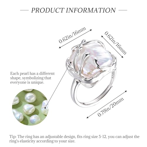 Baroque Pearl 925 Silver Fashion Statement Ring