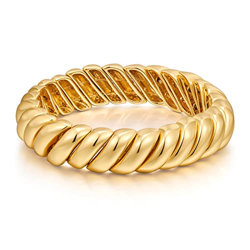 Gold Chunky Bangle Bracelet - Unisex Elastic Design