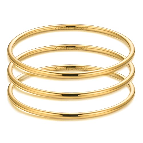 3mm Gold Plated Stainless Steel Thin Bangle Bracelet
