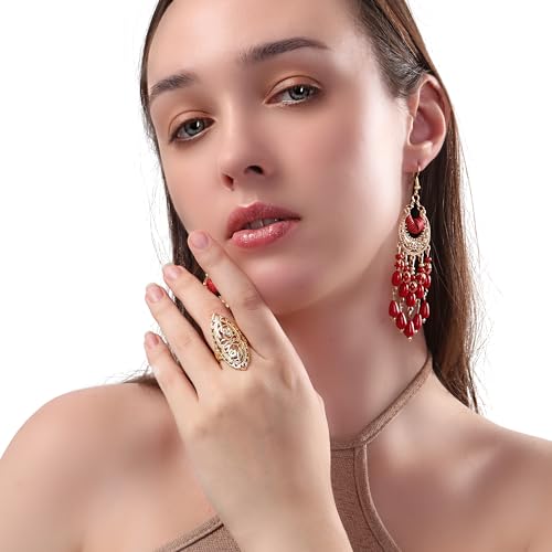 QOBEBOTA Size 9 18K Gold Plated Flower Statement Ring