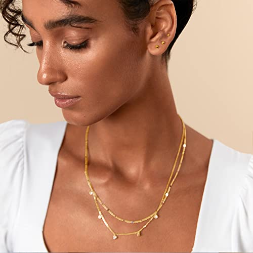 14K Gold Plated Sterling Silver Ball Stud Earrings