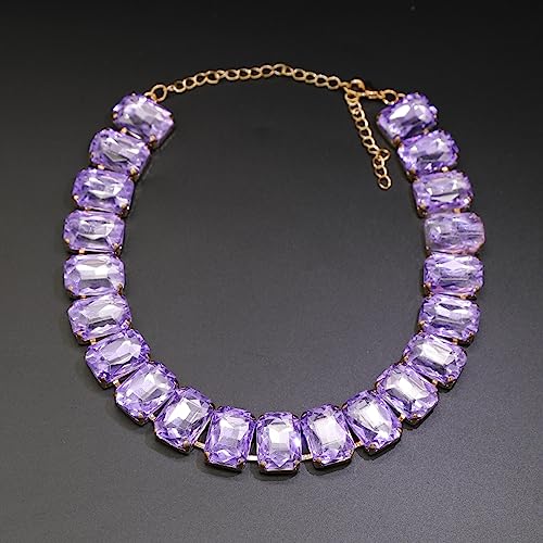 Colorful Gemstone Rhinestone Choker Necklace for Women