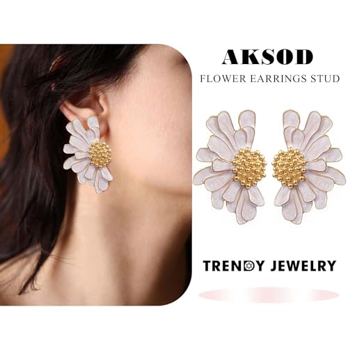 Vintage White Floral Enamel Daisy Stud Earrings Kit