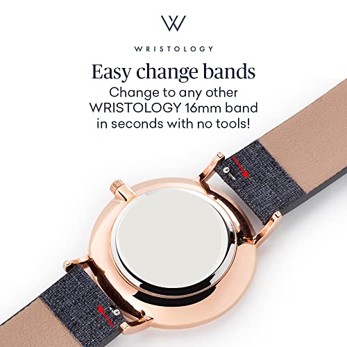 Rose Gold Olivia Mini Watch with Navy Blue Band