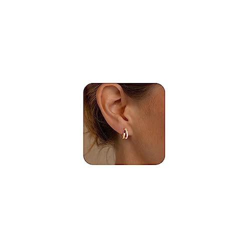 Dainty 14K Gold CZ Spiral Huggie Earrings Women's Jewelry