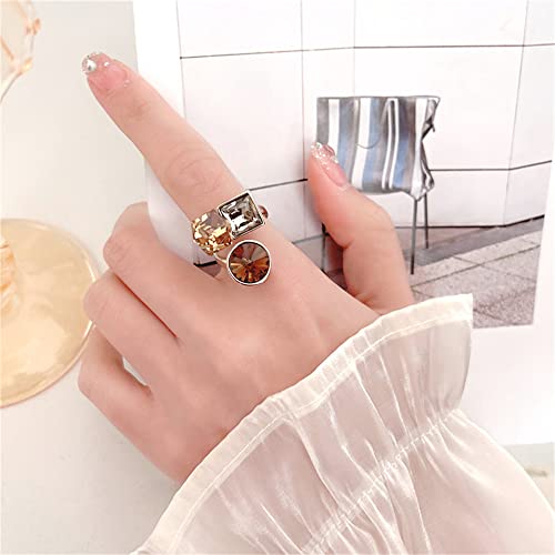 Crystal Geometric Statement Ring for Women and Girls