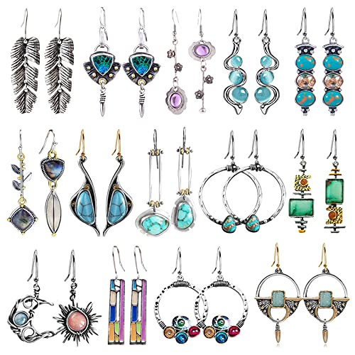 Boho Retro Leaf Teardrop Earring Set for Women