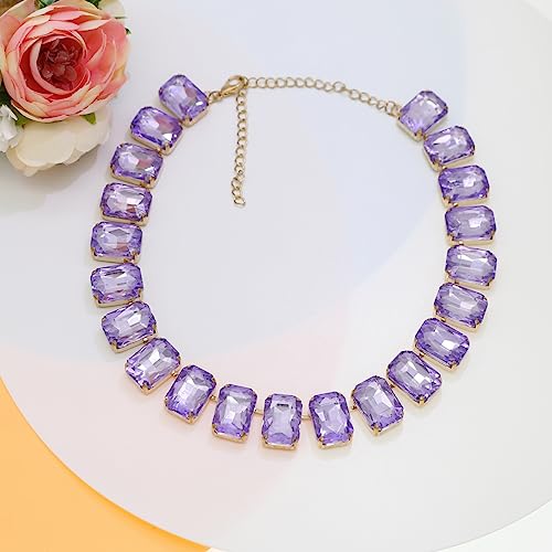 Colorful Gemstone Rhinestone Choker Necklace for Women