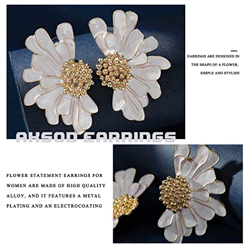 Vintage White Floral Enamel Daisy Stud Earrings Kit