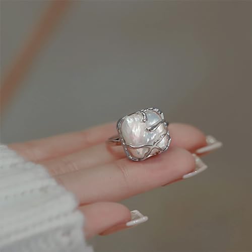 Baroque Pearl 925 Silver Fashion Statement Ring
