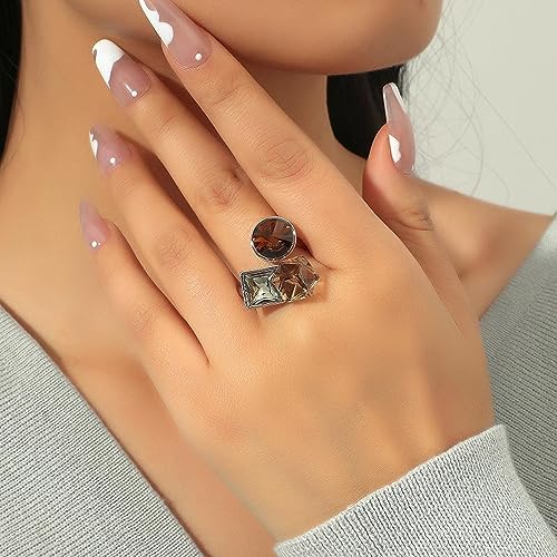 Crystal Geometric Statement Ring for Women and Girls