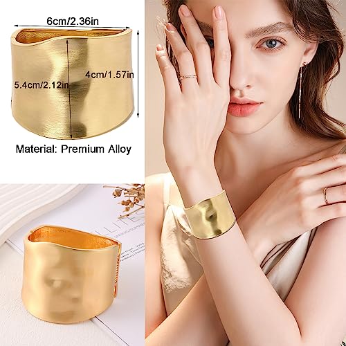 Gold Plated Wide Chunky Bangle Bracelet Fashion Statement