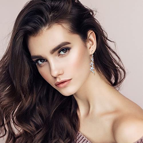 925 Silver Crystal Eardrop Dangle Earrings Spiral Ribbon