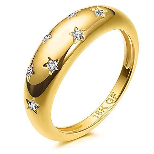 AllenCOCO Gold Plated Cubic Zirconia Stackable Rings Women