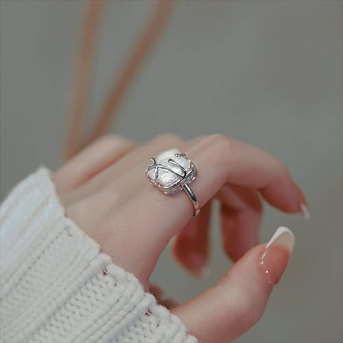 Baroque Pearl 925 Silver Fashion Statement Ring