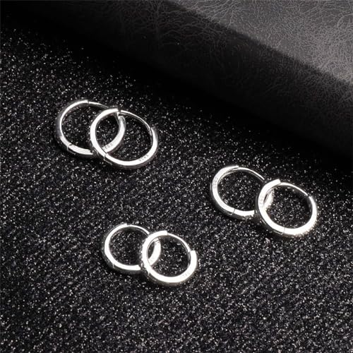White Gold Plated CZ Hoop Earrings Set, 3 Pairs