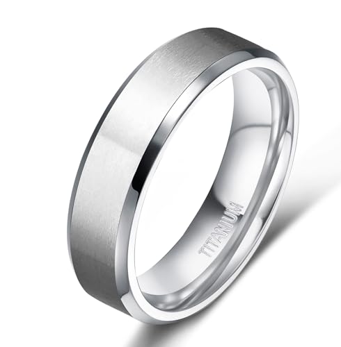 Titanium Wedding Band Comfort Fit Matte Silver 6MM