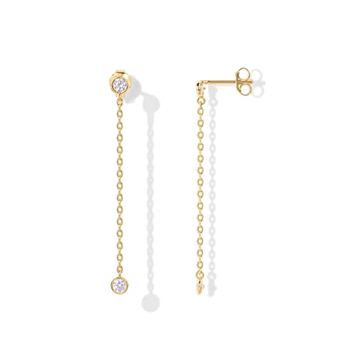 14K Gold Plated Linear Drop Earrings with Simulated Diamonds