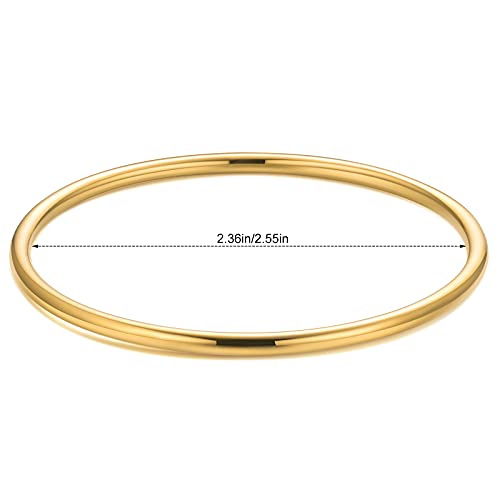 3mm Gold Plated Stainless Steel Thin Bangle Bracelet