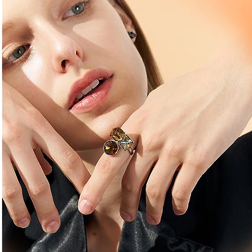 Crystal Geometric Statement Ring for Women and Girls