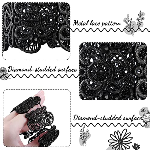 Black Gothic Lace Cuff Bracelet Set for Women