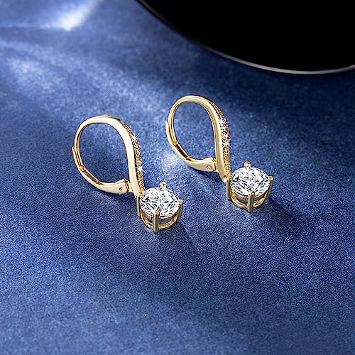 Cubic Zirconia Dangle Earrings - 14K Gold Women's Fashion