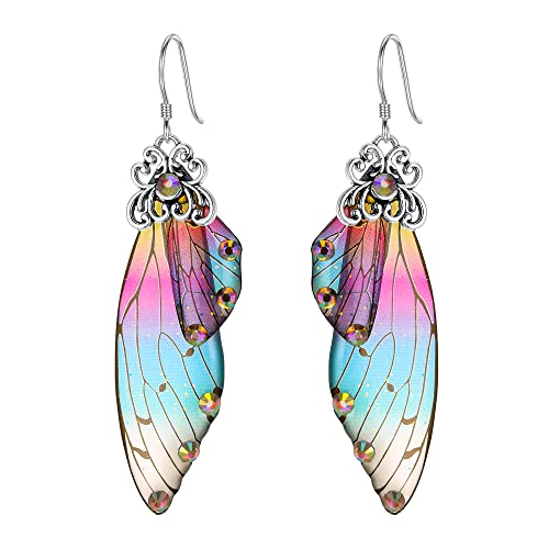 Crystal Butterfly Wing Hook Earrings - Silver-Tone Multicolor
