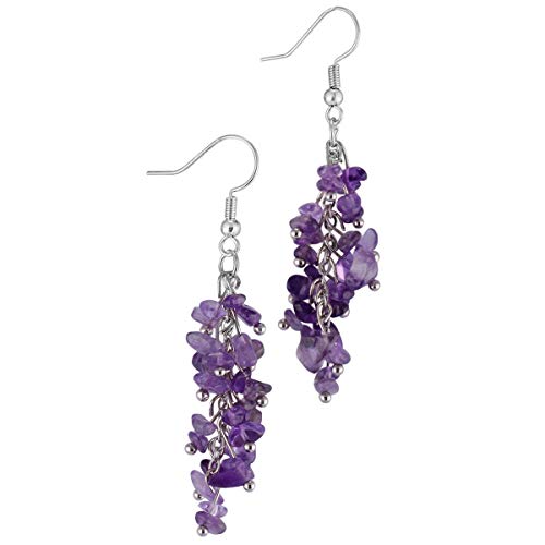 Nupuyai Amethyst Stone Crystal Dangle Hook Earrings Women