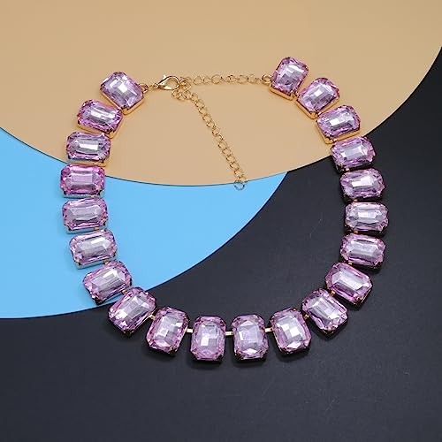 Colorful Gemstone Rhinestone Choker Necklace for Women