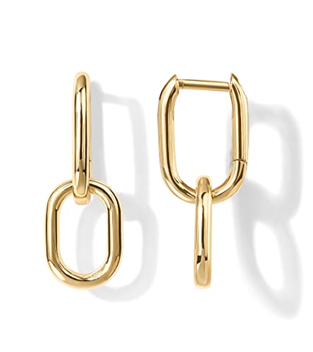 14K Yellow Gold Convertible Link Chain Drop Earrings