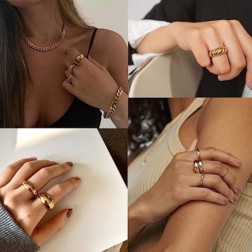 12PCS Gold Stackable Rings Set - Adjustable Signet