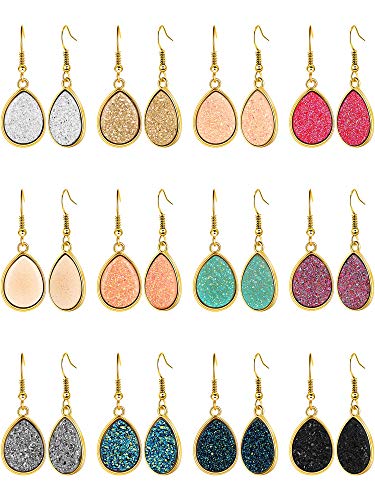Multicolor Druzy Drop Earrings for Women Girls