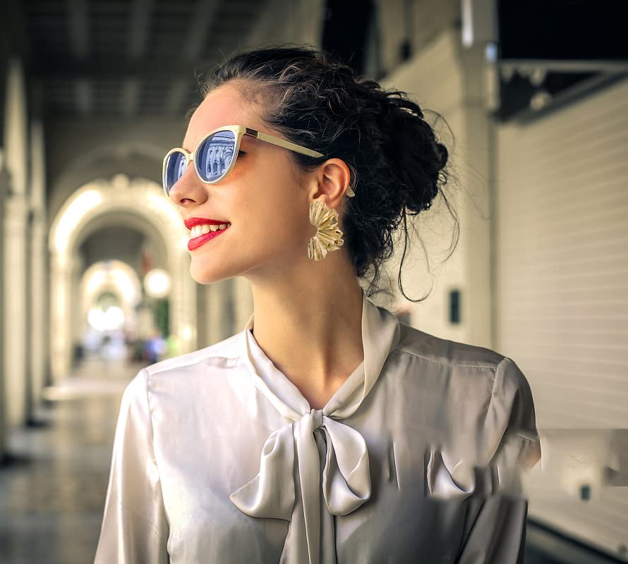 Shiny Gold Geometric Dangle Earrings for Women