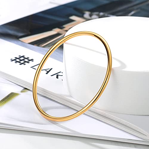 3mm Gold Plated Stainless Steel Thin Bangle Bracelet
