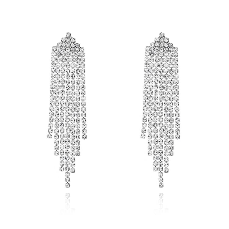 Sparkly Silver Rhinestone Dangle Earrings for Women