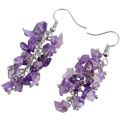 Nupuyai Amethyst Stone Crystal Dangle Hook Earrings Women